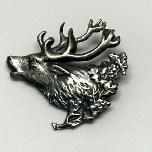 Large Etched Metal Elk Profile Head Pin Wildlife Antlers 1" Hunting Molded